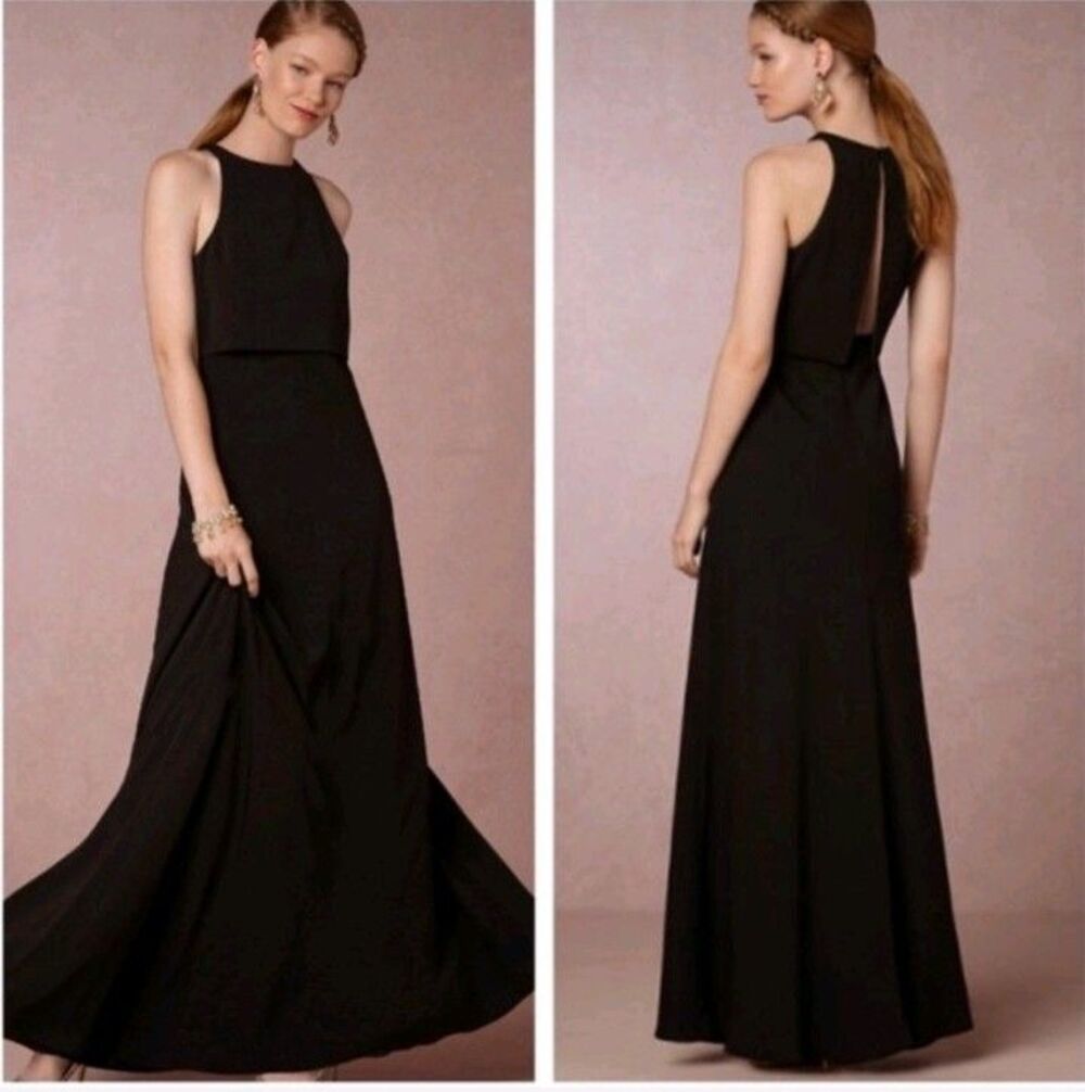 Jill Jill Stuart Black Sleeveless High Neck Long Gown Maxi Dress - Size 4